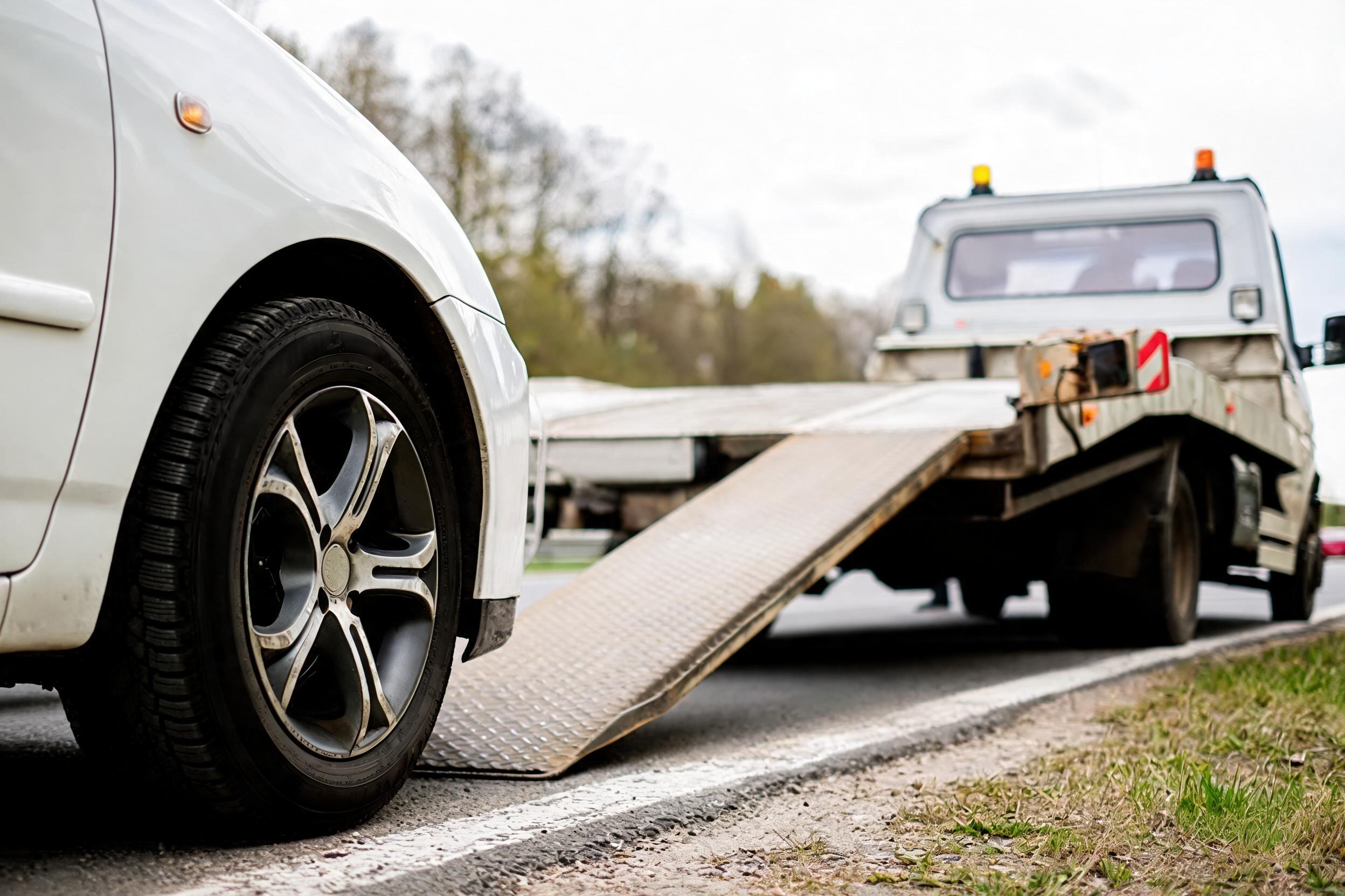 Towing near me service helping a stranded vehicle on the road