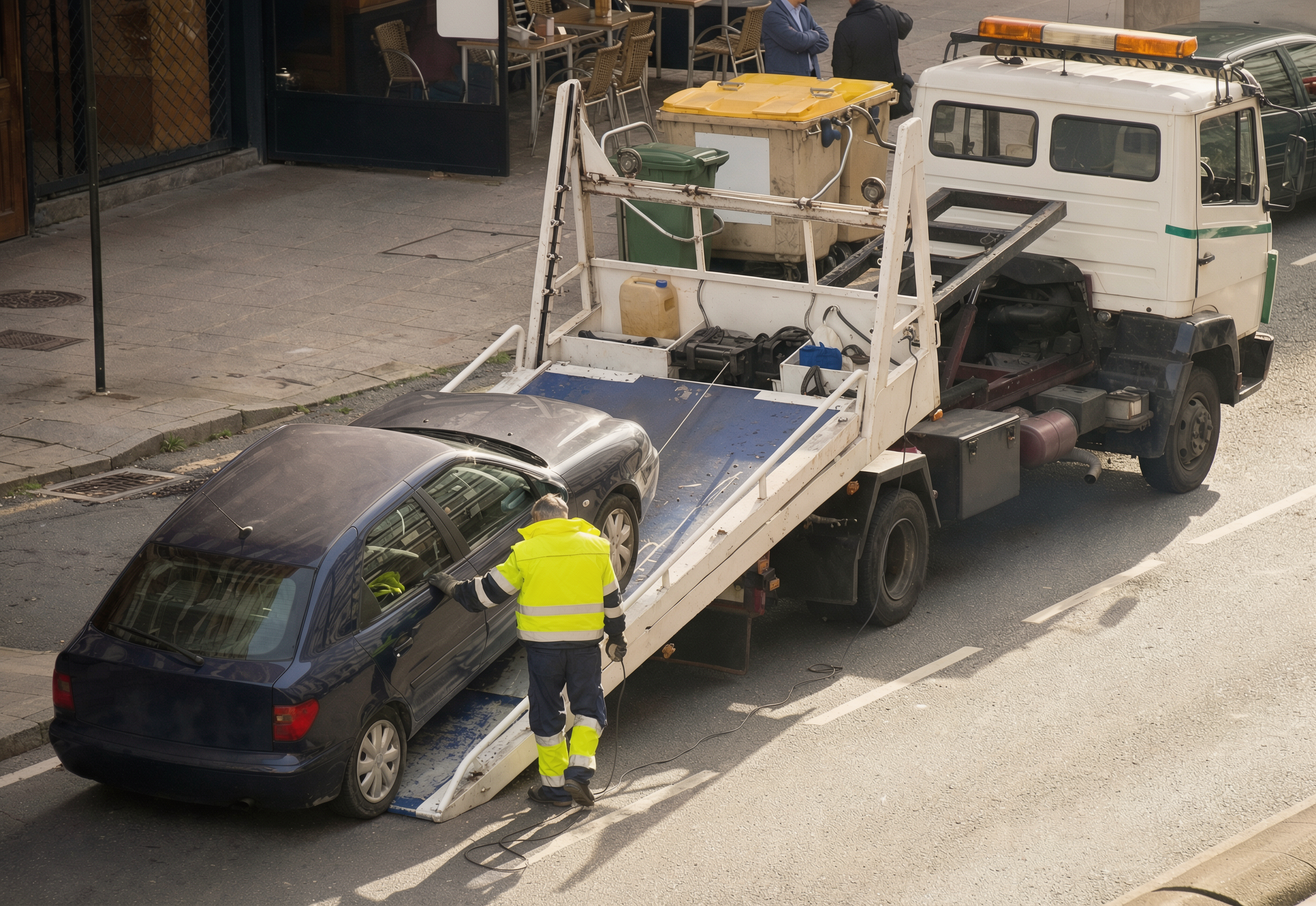 Flatbed tow truck providing reliable towing near me service